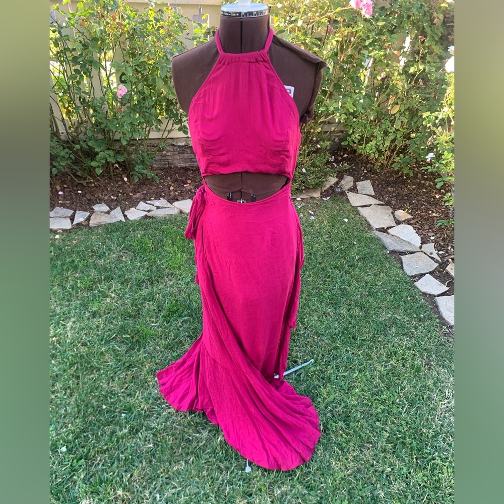 Free People Pink Halter Wrap Dress